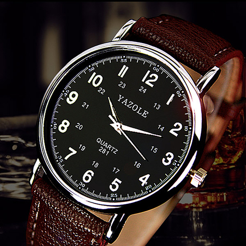 YAZOLE-Reloj informal para hombre, cronógrafo con pulsera de cuero, de la mejor marca, diseño a la moda ► Foto 1/6