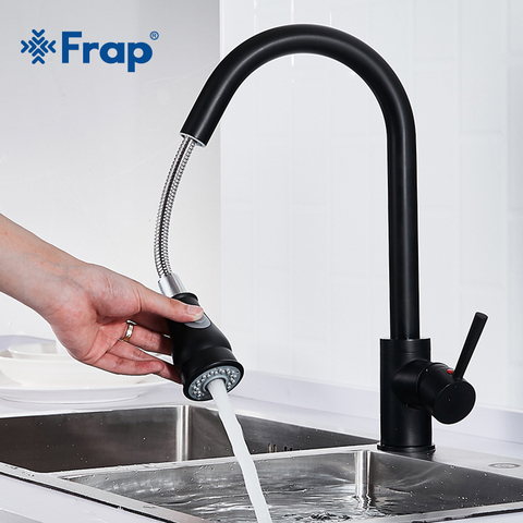 Frap-grifo extraíble de cocina, mezclador de fregadero negro, pulverizador de dos vías, caño de cocina, agua caliente y fría, Y40080 ► Foto 1/6