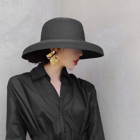 MAXSITI U verano estilo Hepburn Vintage diseño de sombrero de paja de las mujeres de Color sólido de vacaciones de Playa Sol Grande Tapa ► Foto 1/6