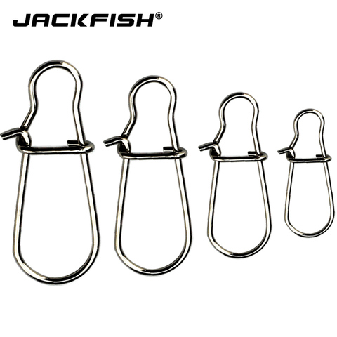 JACKFISH-accesorios de pesca de acero inoxidable, barril giratorio de seguridad, anillos a presión, aparejos, 100 unids/lote #000-#4 ► Foto 1/6