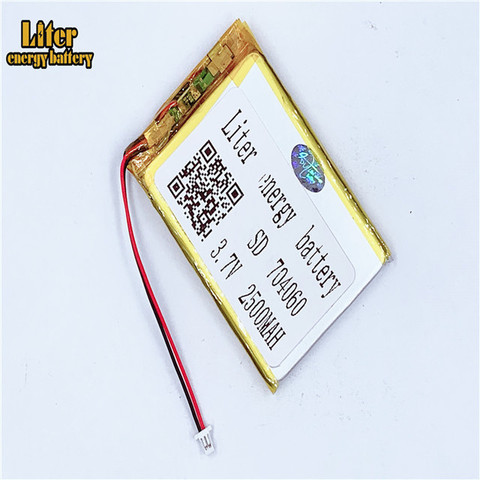 Batería li-po de polímero de litio, 1,0 MM, 2 pines, conector 704060, 3,7 V, 2500mAh, PDA, GPS ► Foto 1/1