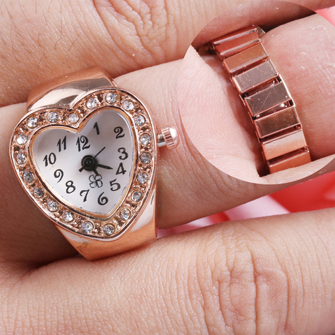 Anillo de compromiso con forma de corazón para mujer, anillo de cobre con forma de corazón, banda elástica, reloj de dedo, regalo de fiesta, 2022 ► Foto 1/5
