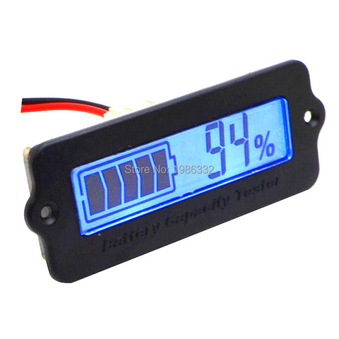 WS16 12 V-48 V de plomo-ácido de litio azul LCD voltímetro medidor probador de la capacidad de la batería Indicador de Monitor de 12 V 24 V 36 V 48 V auto ► Foto 1/4