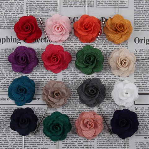 Tela de flores rosas broches hombres/Wo broches para caballero pines para traje de solapa para broches para caballero para trajes accesorios 18 Color ► Foto 1/5