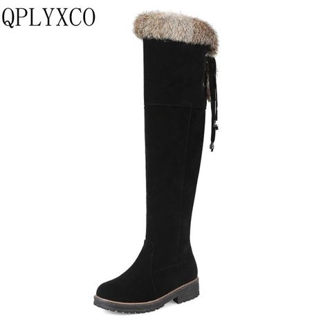 QPLYXCO venta nueva moda talla grande 34-44 Rusia mujeres invierno cálido nieve Botas largas señoras dulces Botas redondas toe 3 zapatos de colores 1772 ► Foto 1/6