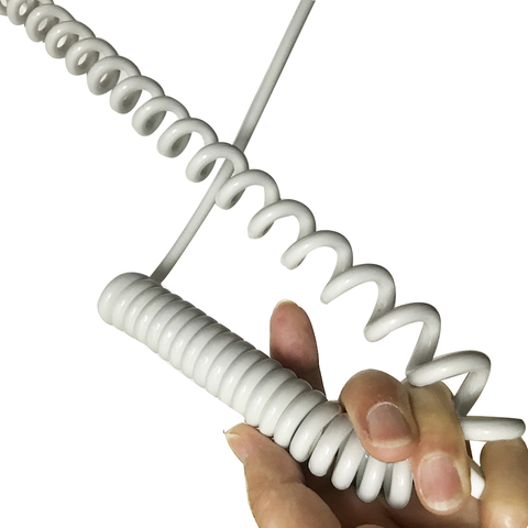Cable de cobre en espiral blanco, 2x0,75, cuadrado, Flexible, de 2 núcleos, Cable de alimentación telescópico eléctrico, línea personalizada ► Foto 1/6