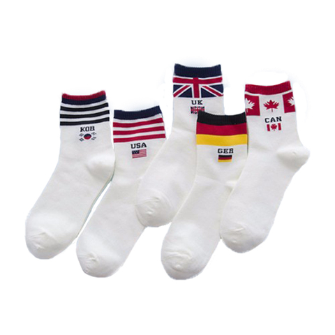 Nueva moda Casual bandera blanca calcetines de los hombres de la marca feliz calcetines creativos de algodón calcetines hombre ► Foto 1/6