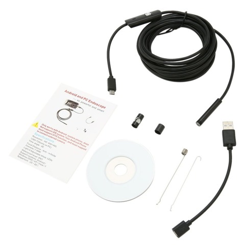Cable de lente endoscópica impermeable, 7mm, 1M/1,5 M/2M/3,5 M/5M, cámara de boroscopio de inspección USB para teléfonos Android 640*480/1280*720 PC ► Foto 1/6