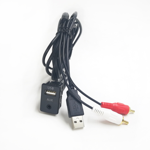 Biurlink 150CM/100CM DIY extender adaptador de coche de extensión adaptador USB RCA/USB/AUX Panel para Toyota Mitsubishi Nissan ► Foto 1/6
