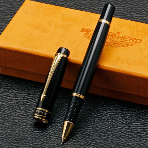 Lujo oro flecha Clip Rollerball pluma de alta calidad 0,5mm recarga de tinta negra escritura suave Oficina bolígrafos con caja de regalo ► Foto 1/6