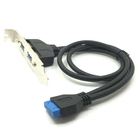 50cm puerto Dual USB 3,0 A placa base Cable adaptador de encabezado de 20pin con Panel de soporte PCI trasero, 20-pines A 2 X USB A hembra ► Foto 1/5