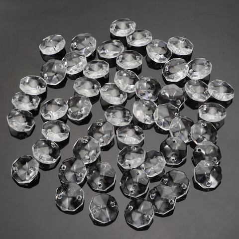 50 Uds. De prismas de cristal de 14mm, cuentas octogonales transparentes, candelabros colgantes de cristal para lámpara, decoraciones de luz ► Foto 1/6