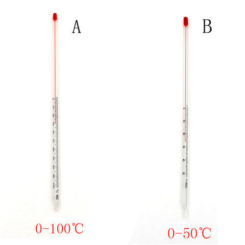 Termómetro de vidrio de 0 a 50/100 grados Celsius, para laboratorio casero, Lleno de agua roja, vidrio químico ► Foto 1/6