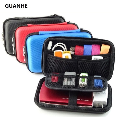 GUANHE 2,5 pulgadas 3 colores grande Cable organizador bolsa llevar caso HDD USB Flash Drive tarjeta de memoria teléfono banco de energía 3DS ► Foto 1/4