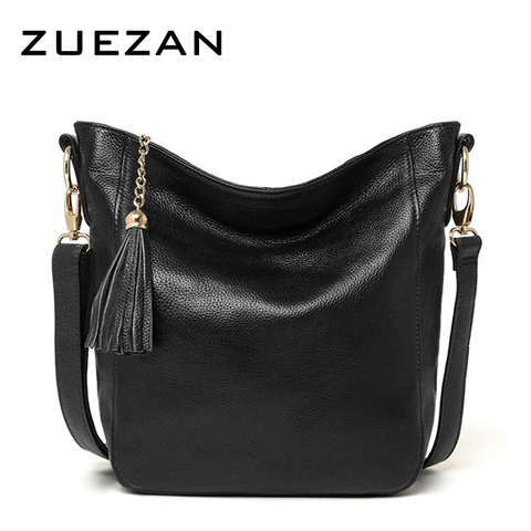 Uso diario 100% del zurriago femenino borlas hobo, bolso de hombro del cuero genuino, capa superior de cuero mensajero crossbody bolso A066 ► Foto 1/6