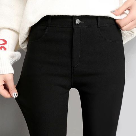 2022 nueva primavera de alta elástico Skinny Jeans lápiz polainas elástico negro de talla grande de imitación Denim Stretch pantalones largos Pantalones ► Foto 1/5