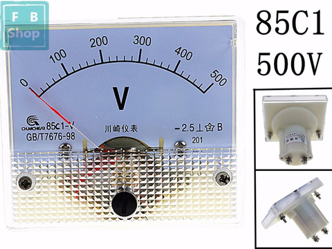 Medidor de Panel de aguja de voltaje, Voltímetro analógico de CC de 500V, 85C1, 1 Uds. ► Foto 1/1