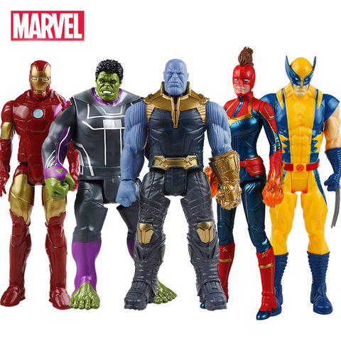 Figuras de acción de 30cm de Los vengadores de Marvel, Thanos, Hulkbuster, Iron Man, Capitán América, Thor, Lobezno, Pantera Negra ► Foto 1/6