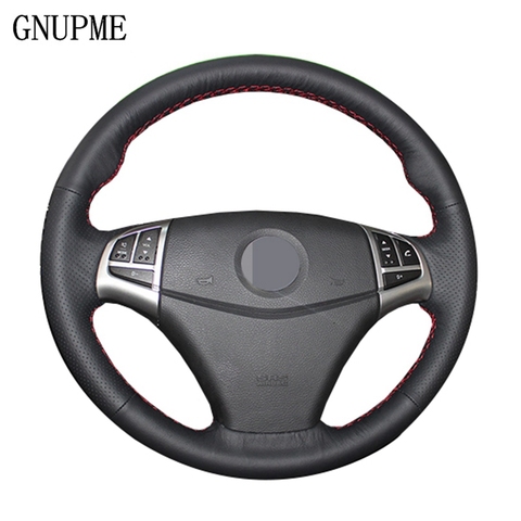 GNUPME negro Artificial de mano de cuero-cuero protector para volante de coche para Ssangyong Korando 2011-2014 Interio Accesorios ► Foto 1/6