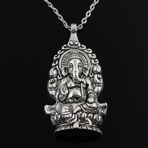 Nueva moda de Ganesha Buda colgantes elefante redonda Cruz cadena corto largo para mujer para hombre Collar de plata regalo de la joyería ► Foto 1/3