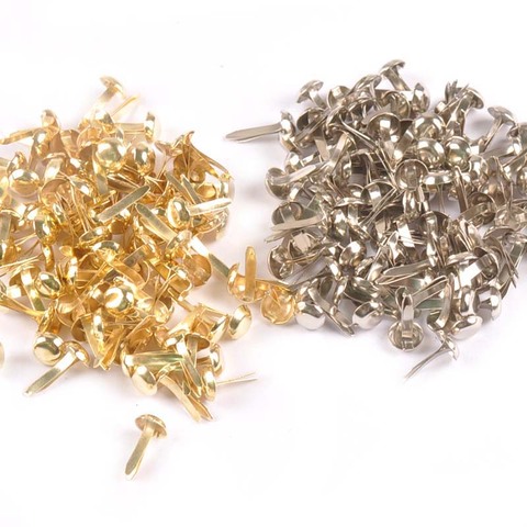 100 Uds mezcla clavos redondos de plata/De Oro adornos para artesanías de recortes de Metal cierre Brad para Diy decoración c2252 ► Foto 1/5