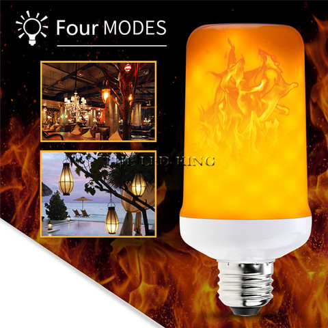 Bombilla con Sensor de gravedad para decoración del hogar, luz de llama E27, E26, E14, 4 modos creativos, LED con efecto de llama de fuego, emulación parpadeante, 9W, 12W ► Foto 1/6