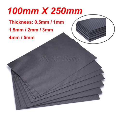 100mm X 250mm, 0,5mm, 1mm 1,5mm 2mm 3mm 4mm 5mm 3K fibra de carbono de placa de hojas de Panel mate alta de dureza Material ► Foto 1/5