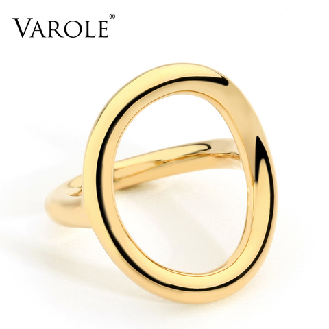 VAROLE-Anillo de cobre redondo para mujer, sortija de boda fría, estilo sencillo, Irregular, coreano, venta al por mayor ► Foto 1/6