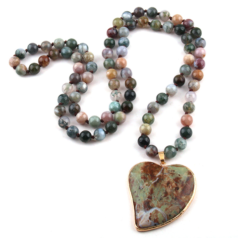 Colgante collar con corazón de piedra Natural anudado Multicolor para mujer, joyería Bohemia, moda India, Envío Gratis ► Foto 1/4