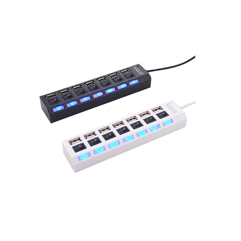 Hi-Speed 7 Puerto hub USB on/off interruptor USB 2.0 Hub PC portátil #5649 ► Foto 1/6