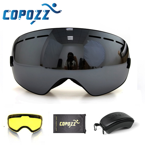 COPOZZ-Gafas de esquí de 2 capas, lentes antiniebla, UV400, gafas de snowboard esféricas de día y noche, gafas de nieve para esquiar, para hombres y mujeres ► Foto 1/6