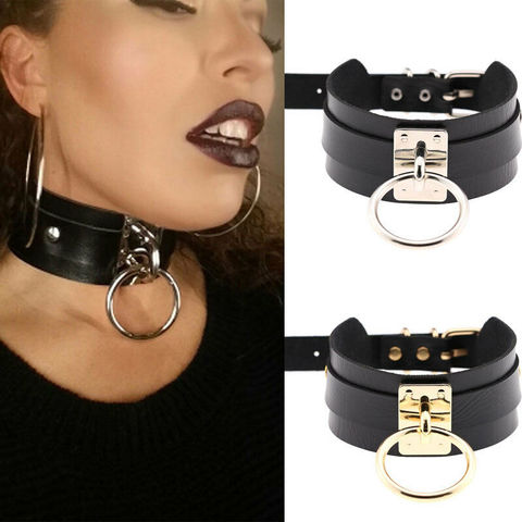 Nueva moda Punk gótico cuero PU ancho O anillo Collar gargantilla Collar de las mujeres ► Foto 1/6