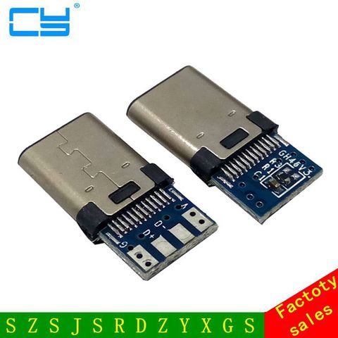 Conector macho de soldadura OTG USB-3.1, 10 uds., conector USB 3,1 tipo C con placa PCB, enchufes, terminales de línea de datos para Android ► Foto 1/5