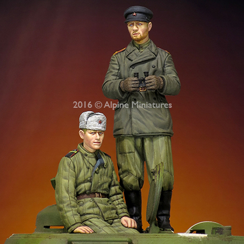 Conjunto de tripulación de tanque ruso de la Segunda Guerra Mundial, 2 figuras, modelo de resina soldado GK, temática militar, sin montar y kit sin pintar, 1/35 ► Foto 1/4
