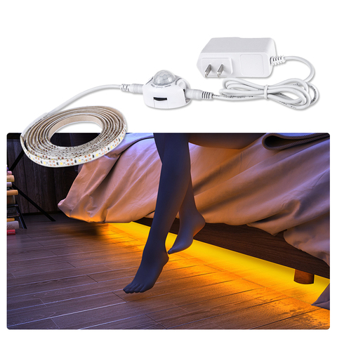 Luz LED para debajo de gabinete con Sensor de movimiento, luz nocturna PIR Flexible, 1m, 2m, 3m, 4m, 5m, 12V, para cocina, armario, cama ► Foto 1/6