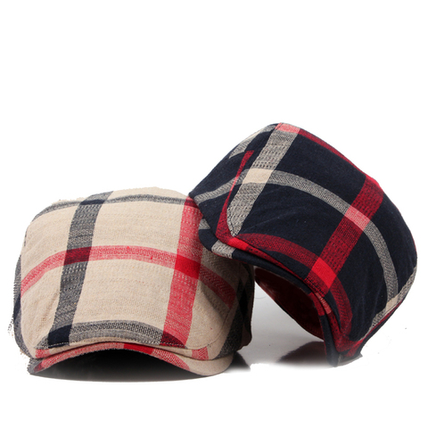 Classic Englad Style Plaid Berets Caps For Men Women Casual Unisex Sports Caps Cotton Berets Hats Boina Casquette Flat Cap ► Foto 1/6