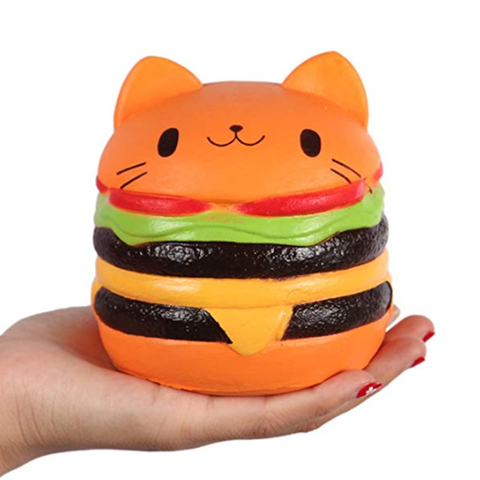 Jumbo cara de gato hamburguesa Squishy pan simulado de la PU perfumada Suave lento aumento juguetes estrés bebé chico juguete de regalo de Navidad ► Foto 1/6
