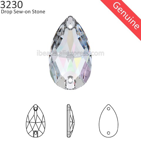 (1 pieza) 100% Original Cristal de Swarovski gota 3230 Coser-en piedra con forma de pera austriaco rhinestone DIY decoración de ropa ► Foto 1/6