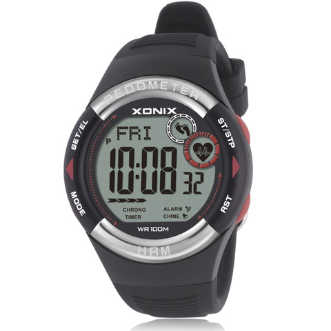 ¡Caliente! Podómetro Monitor de ritmo cardíaco calorías BMI hombres relojes deportivos impermeable 100 M mujeres reloj Digital corriendo buceo reloj ► Foto 1/6