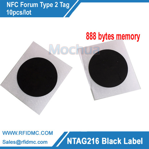 Etiqueta NTAG216 de Color negro, etiqueta NFC con autoadhesivo, 888 bytes, memory-10pcs/lote ► Foto 1/1