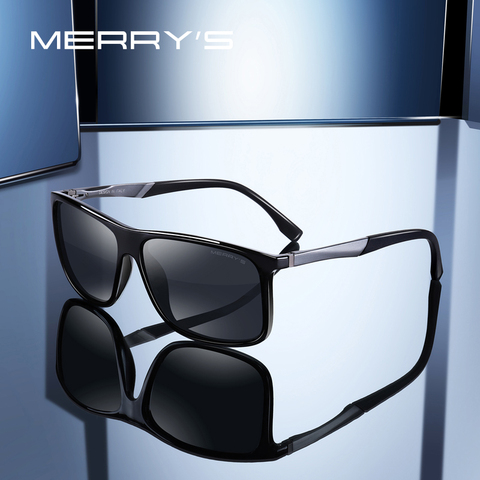 MERRYS diseño hombres polarizado gafas de sol cuadradas de deportes al aire libre hombre gafas de aluminio de la aviación piernas UV400 protección S8132 ► Foto 1/6