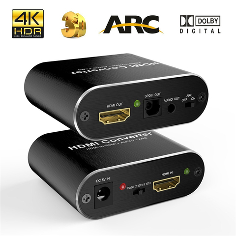 Compatible con HDMI 2,0 Audio Extractor 5,1 arco HDMI Audio Extractor 4K divisor HDMI de Audio Extractor óptico TOSLINK SPDIF ► Foto 1/6