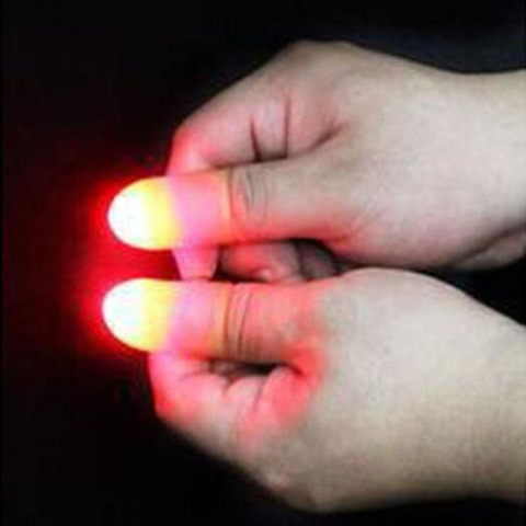 Gran oferta 2 uds súper luz LED brillante a los pulgares dedos truco aparece luz cerca de Luz Juguetes ► Foto 1/6