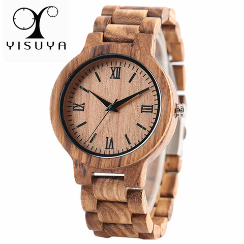 YISUYA, reloj de madera natural de bambú para hombres, hecho a