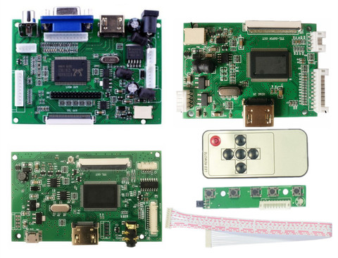 Placa controladora LCD TTL LVDS HDMI VGA 2AV 50 PIN para AT070TN90 92 94 20000938-00compatible con placa de controlador Raspberry Pi automáticamente ► Foto 1/6