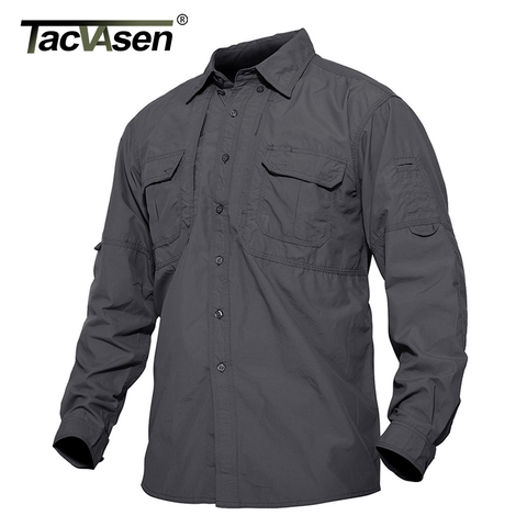 TACVASEN-camisas tácticas para hombre, camisas ligeras de secado