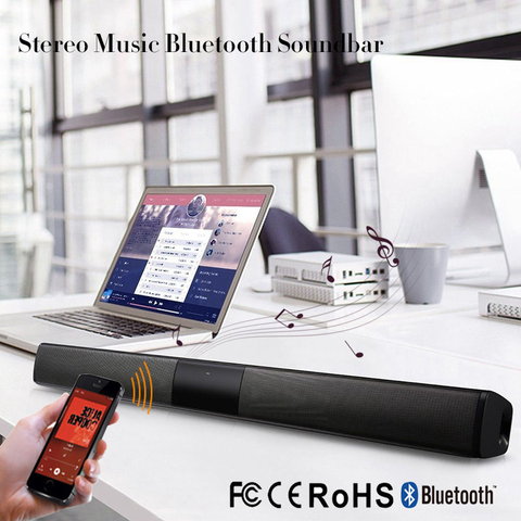 Barra de sonido portátil para cine en casa barra de sonido inalámbrica con Bluetooth, estéreo, música, soporte de 3,5mm TF para TV y PC, 20W ► Foto 1/6