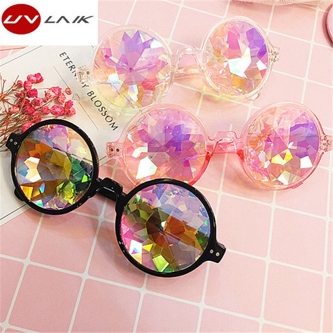 UVLAIK redondo Kaleidoscope gafas de sol de festival rave para mujer gafas holográficas de colores de fiesta de celebridades ► Foto 1/6