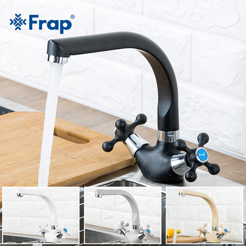 Frap-grifo de lavabo de cocina, rociador Multicolor de un solo orificio, diseño moderno, dos asas, agua fría y caliente, F5408-7/8/10/21 ► Foto 1/6