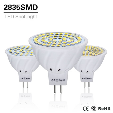 10 piezas 4 W 6 W 8 W lámpara LED MR16 AC/DC 12 V 24 V bombilla Led luz gu5.3 mr 16 llevó el proyector 220 V 2835SMD iluminación Led blanco/caliente ► Foto 1/6